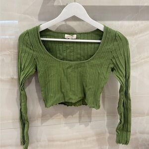 Pacsun Green Ribbed Knit Crop Top